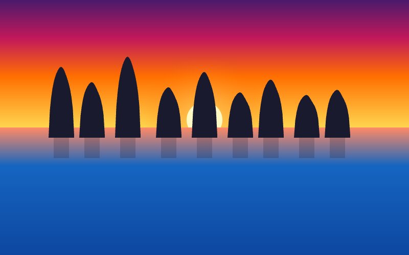 串本町・橋杭岩の岩が一列に並ぶ朝の景色