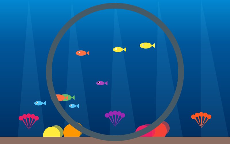 串本海中公園の海中展望塔の窓から見えるサンゴと魚