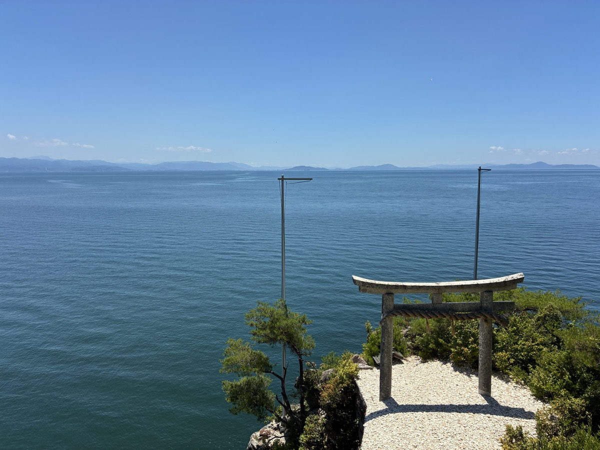 竹生島の上から見た琵琶湖の眺め