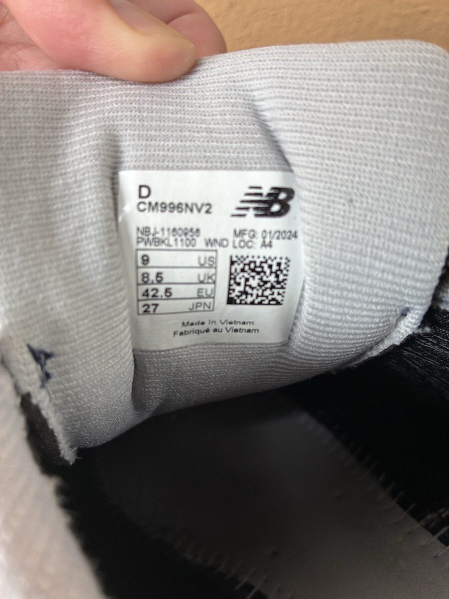 CM996NV2のサイズタグ JPN27cm 2024年1月ベトナム製