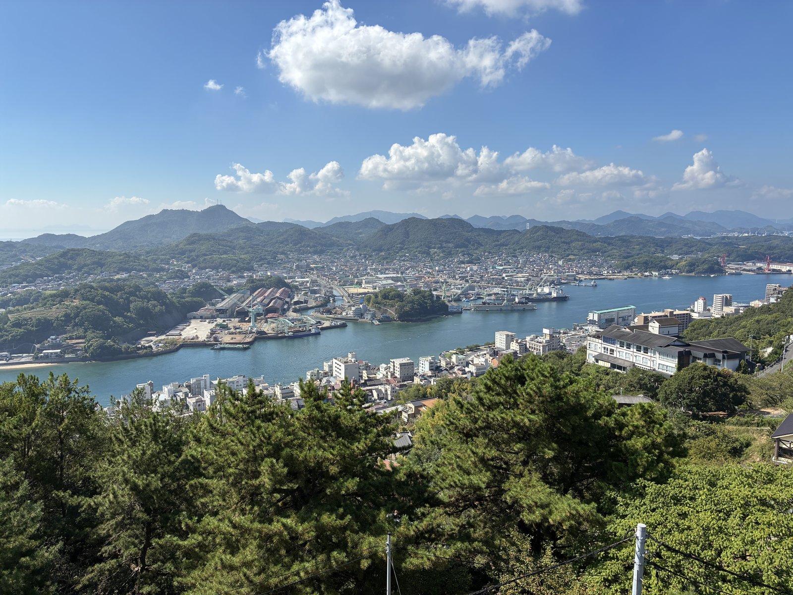 山頂から見た尾道水道と向島