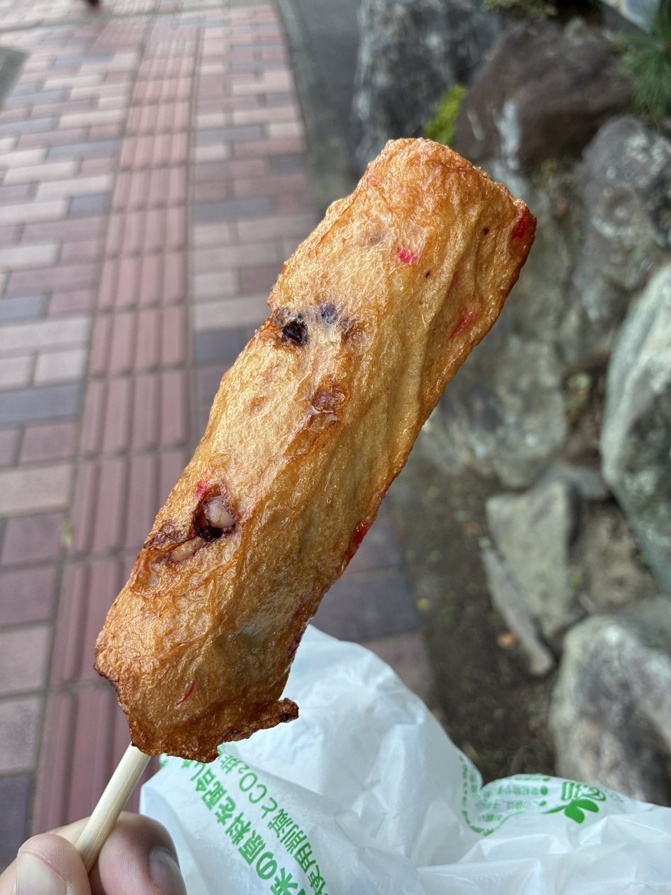 まる天のたこ棒を手に持ったところ