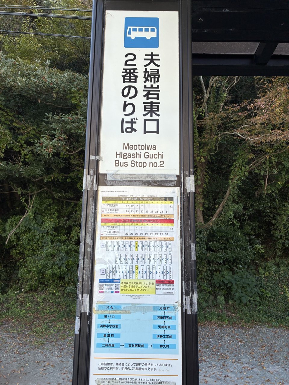 夫婦岩東口の2番のりばのバス停